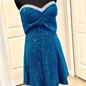 Morgan & Co. Sparkling Blue Strapless Dress